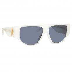 The Attico Ivan Angular Sunglasses In White