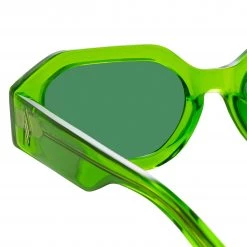 The Attico Irene Angular Sunglasses In Green 9 The Attico Irene Angular Sunglasses In Green