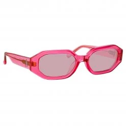 The Attico Irene Angular Sunglasses In Strawberry Women's