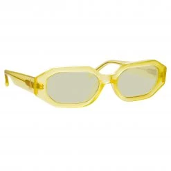 The Attico Irene Angular Sunglasses In Yellow