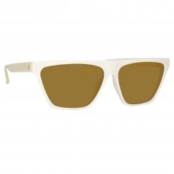 The Attico Erin Flat Top Sunglasses In White Women's