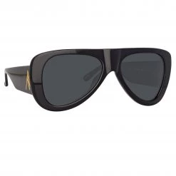 The Attico Edie Aviator Sunglasses In Black