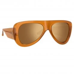 Women's The Attico Edie Aviator Sunglasses In Brown