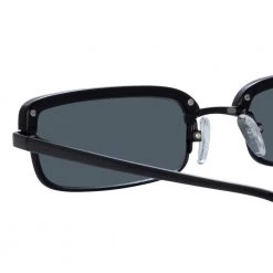 The Attico Dana Rectangular Sunglasses In Black