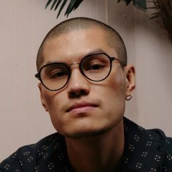 LINDA FARROW (U.K.) Axel Angular Optical Frame In Light Gold And Brown Women's