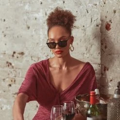 LINDA FARROW (U.K.) Burton D-Frame Sunglasses In Black