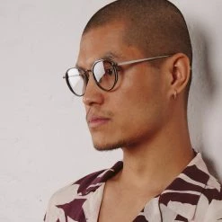 LINDA FARROW (U.K.) Women's Cesar Angular Optical Frame In White Gold And Black