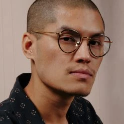 LINDA FARROW (U.K.) Comer Optical Oval Frame In Yellow Gold Women's