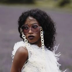 LINDA FARROW (U.K.) Bora Hexagon Sunglasses In Lilac