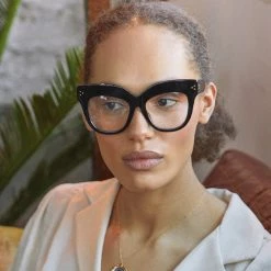 LINDA FARROW (U.K.) The Dunaway | Oversized Optical Frame In Black (C14) The CORE Optical Collection