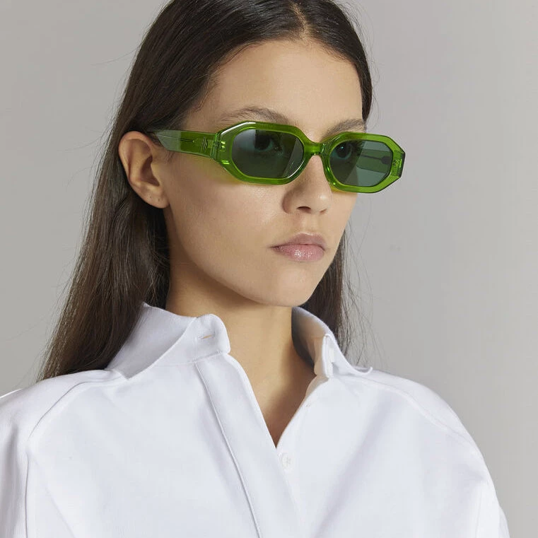The Attico Irene Angular Sunglasses In Green 2 The Attico Irene Angular Sunglasses In Green