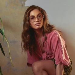 LINDA FARROW (U.K.) Leif Oversized Sunglasses In Rose Gold And Brown