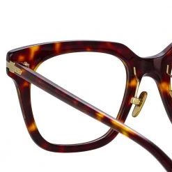 Linda Farrow Linear Empire Optical D-Frame In Tortoiseshell