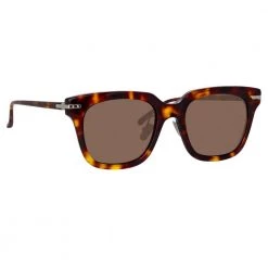 Linda Farrow Linear Empire A D-Frame Sunglasses In Tortoiseshell