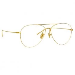 Linda Farrow Linear Lloyds Aviator Optical A Frame In Yellow Gold