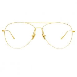 Linda Farrow Linear Lloyds Aviator Optical A Frame In Yellow Gold