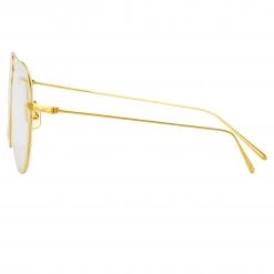 Linda Farrow Linear Lloyds Aviator Optical Frame In Yellow Gold
