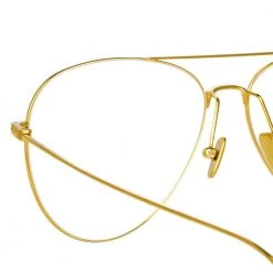 Linda Farrow Linear Lloyds Aviator Optical A Frame In Yellow Gold