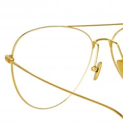Linda Farrow Linear Lloyds Aviator Optical Frame In Yellow Gold