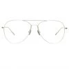 Linda Farrow Linear Lloyds Aviator Optical Frame In White Gold