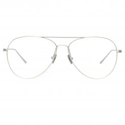 Linda Farrow Linear Lloyds Aviator Optical Frame In White Gold