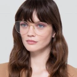 Linda Farrow Linear Maya Cat Eye Optical Frame In White Gold