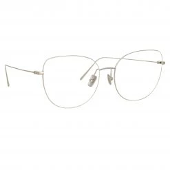 Linda Farrow Linear Maya Cat Eye Optical Frame In White Gold