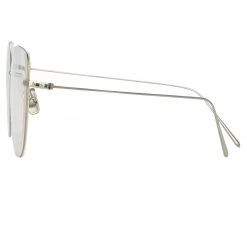 Linda Farrow Linear Maya Cat Eye Optical Frame In White Gold