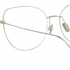 Linda Farrow Linear Maya Cat Eye Optical Frame In White Gold