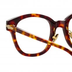 Linda Farrow Linear Atkins Optical D-Frame In Tortoiseshell Women's