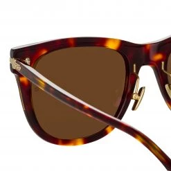 Linda Farrow Chrysler D-Frame Sunglasses In Tortoiseshell