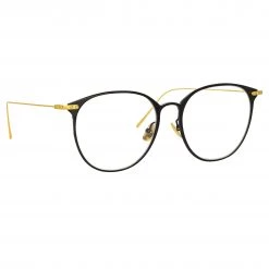 Linda Farrow Linear Sophia Oval Optical Frame In Black And Yellow Gold 7 Linda Farrow Linear Sophia Oval Optical Frame In Black And Yellow Gold