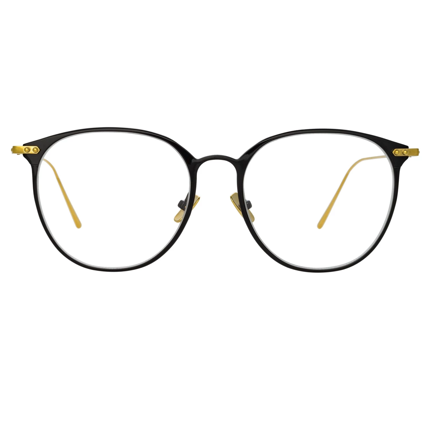 Linda Farrow Linear Sophia Oval Optical Frame In Black And Yellow Gold 1 Linda Farrow Linear Sophia Oval Optical Frame In Black And Yellow Gold