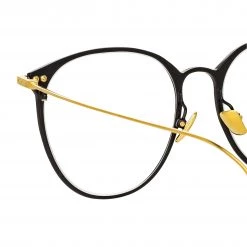 Linda Farrow Linear Sophia Oval Optical Frame In Black And Yellow Gold 9 Linda Farrow Linear Sophia Oval Optical Frame In Black And Yellow Gold