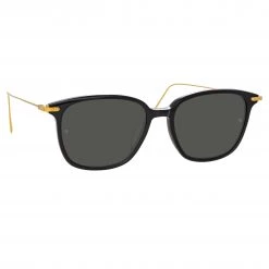 Linda Farrow Linear Coffey A Rectangular Sunglasses In Black (Men's) The LINEAR Collection