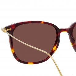 Linda Farrow Linear The LINEAR Collection Coffey A Rectangular Sunglasses In Tortoiseshell
