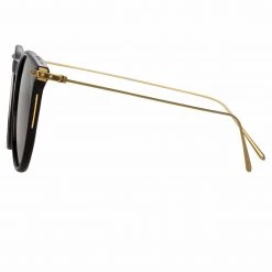 Linda Farrow Linear Ellis A Oval Sunglasses In Black