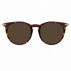 Linda Farrow Linear The LINEAR Collection Ellis A Oval Sunglasses In Tortoiseshell