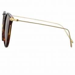 Linda Farrow Linear The LINEAR Collection Ellis A Oval Sunglasses In Tortoiseshell