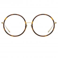 LINDA FARROW (U.K.) Alesia A Round Sunglasses In Tortoiseshell The LINDA FARROW Spring/Summer '22 Collection