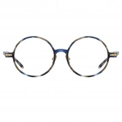 Linda Farrow Linear Spire A Round Optical Frame In Blue Tortoiseshell The LINDA FARROW Spring/Summer '22 Collection