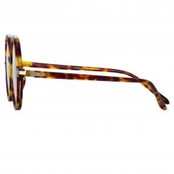 Linda Farrow Linear Spire Round Optical Frame In Tortoiseshell The LINDA FARROW Spring/Summer '22 Collection