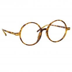 Linda Farrow Linear The LINDA FARROW Spring/Summer '22 Collection Spire Round Optical Frame In Tobacco Tortoiseshell