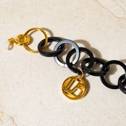 Linda Farrow Black Round Link Acetate Chain Accessories