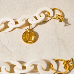 Linda Farrow Cream Oval Link Acetate Chain Accessories