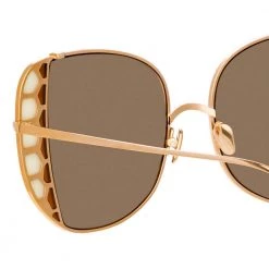 Linda Farrow Amelia Oversized Sunglasses In Rose Gold Women's