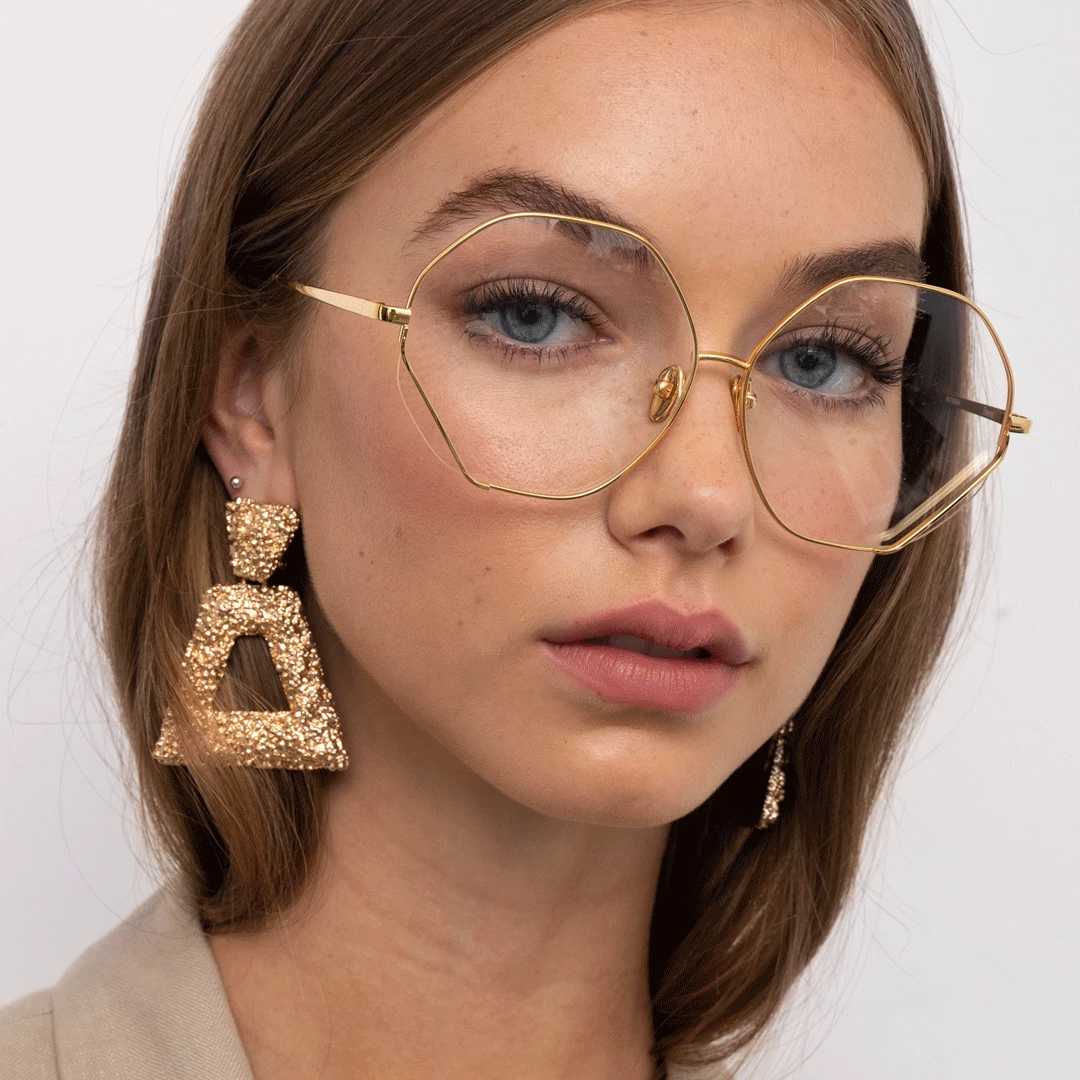 Linda Farrow Fawcet Hexagon Optical Frame In Yellow Gold 2 Linda Farrow Fawcet Hexagon Optical Frame In Yellow Gold