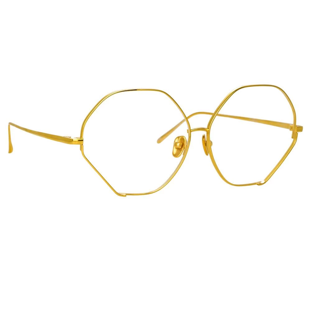 Linda Farrow Fawcet Hexagon Optical Frame In Yellow Gold 3 Linda Farrow Fawcet Hexagon Optical Frame In Yellow Gold