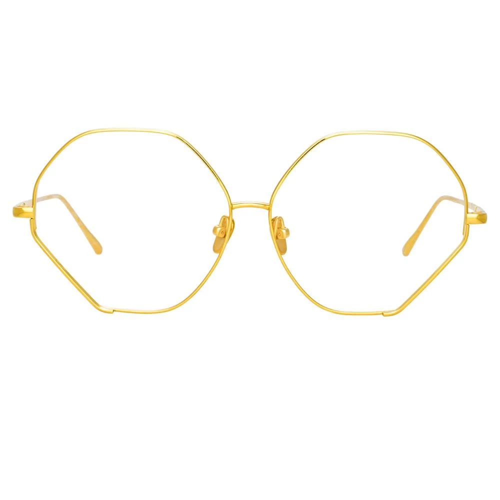 Linda Farrow Fawcet Hexagon Optical Frame In Yellow Gold 1 Linda Farrow Fawcet Hexagon Optical Frame In Yellow Gold