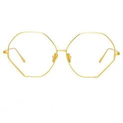 Linda Farrow Fawcet Hexagon Optical Frame In Light Gold